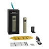 Olight Baton 4 Pro EDC flashlight in green with accessories: charging cable, mount, and box.
