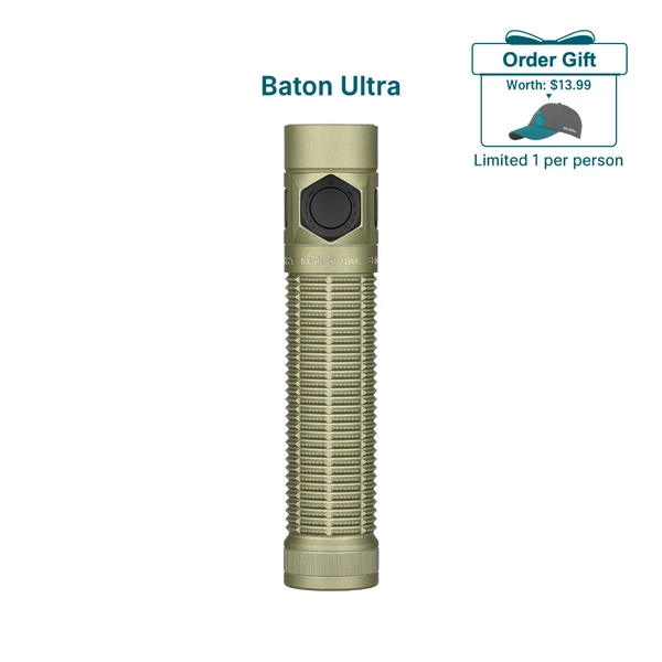 Baton Ultra flashlight, order gift baseball cap worth $13.99. Limited to one per person.