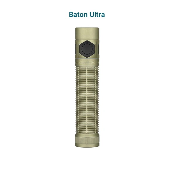 Baton Ultra military green flashlight, robust, durable, and reliable for outdoor adventures and tactical use