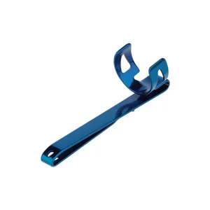 Blue metal bottle cage for bicycles, lightweight and durable, road bike accessory.