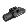 Olight black tactical weapon light with integrated rail mount on white background