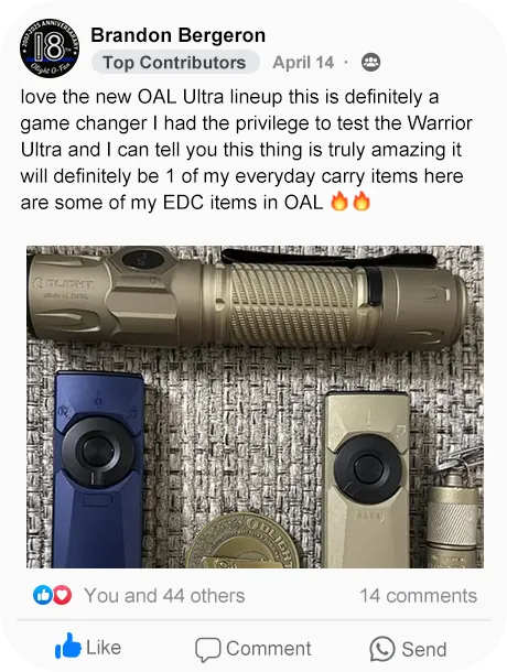 Warrior Ultra Flashlight 2500 Lumens OAL Durable Body - Olight