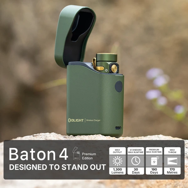 Baton 4 Premium EDC Flashlight 1300 Lumens Wireless Charging Case