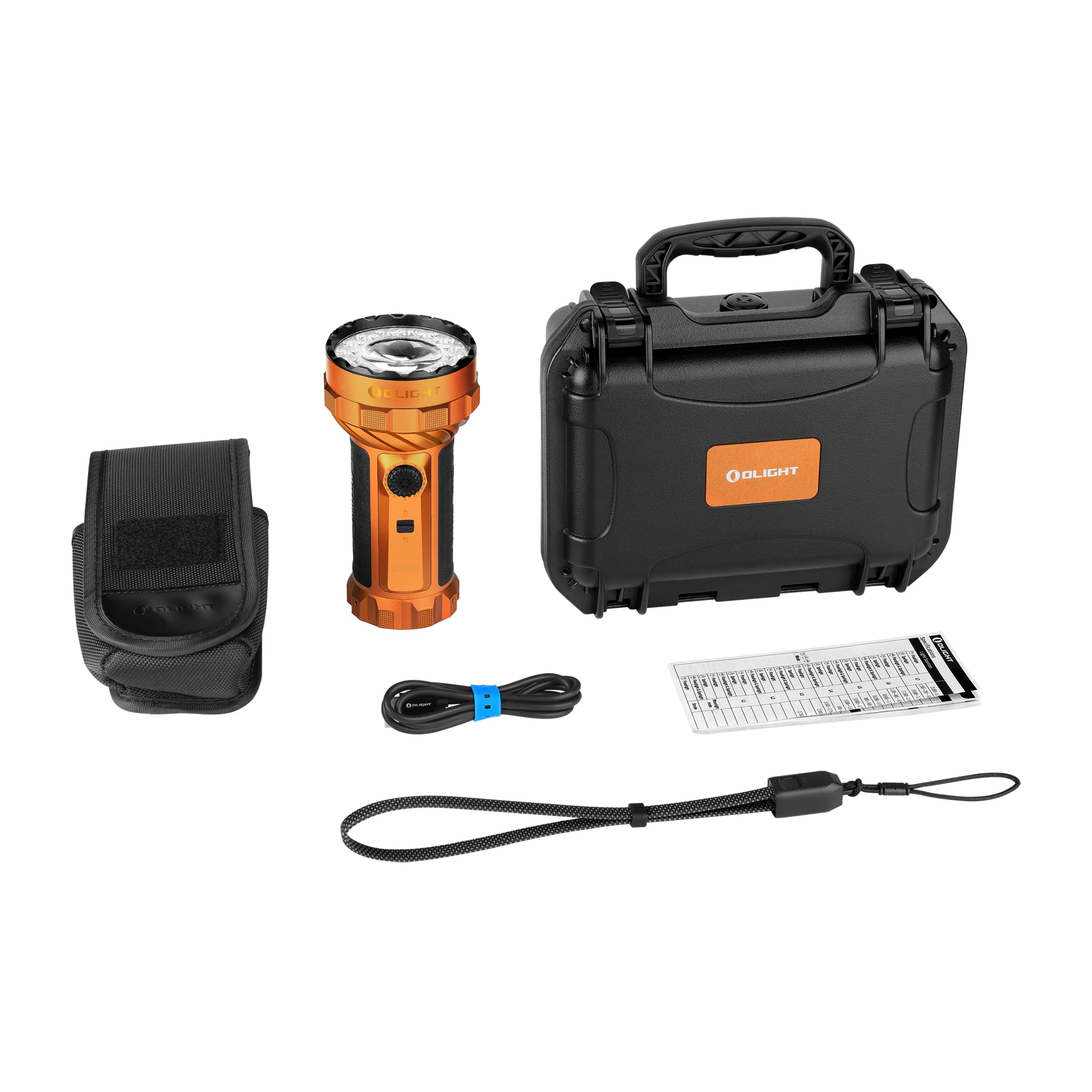 Olight Orange Marauder 2 Powerful Flashlight Kit with Hard Carrying Case and Accessories for Outdoor Search and Rescue