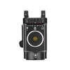 Black compact weapon light with integrated laser sight, white background.