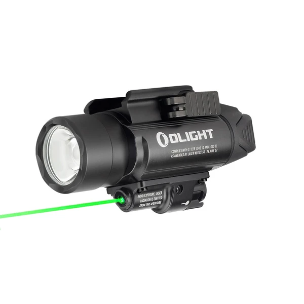 Olight Black Baldr Pro R Weapon Light with Green Laser and Integrated Rechargeable Battery for Tactical Use