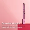 Pink O'Pen Glow pen with colorful sprinkles pattern in its matching charging base, highlighting convenient charging.