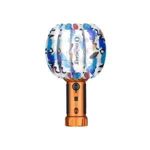 Olight Marauder Mini 2 Multi-color Lantern Top View with Patterned Diffuser and Orange Handle for Ambient Lighting
