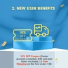 Olight Sphere C New User Benefits Graphic Showing 10 Percent Off Coupon and Free Shipping on First Order over 0 Dollars
