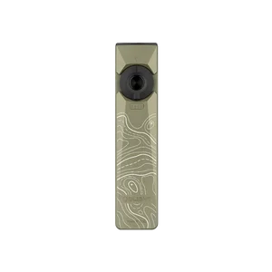 Olight Olive Drab Green Arkfeld Ultra Flat EDC Flashlight Front View with Topography Map Pattern and Selector Dial