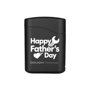 Olight Black Baton 4 Premium Wireless Charger Front View with Happy Father's Day design, perfect for gift-giving.