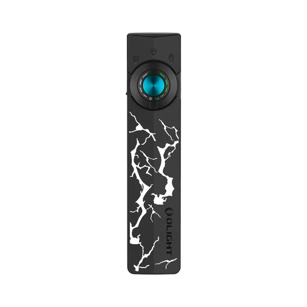 Olight Black ArkPro EDC Flashlight with White Lightning Pattern, Dial Control for Everyday Carry and Illumination