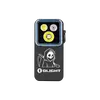 Olight Black Oclip Clip-on Light Front View with Grim Reaper Skull Graphic and Triple LED for Outdoor EDC Gear