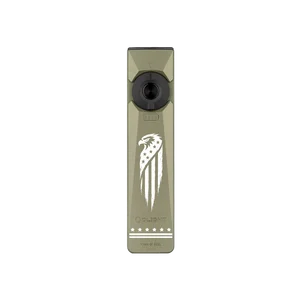 Olight OD Green Arkfeld Ultra Flat Flashlight Front View with Eagle Flag Engraving for Everyday Carry and Outdoor Use