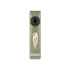Olight Olive Green Arkfeld Ultra Flat Flashlight Front View with Eagle Flag Pattern and Dual Light Sources for EDC Use