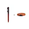 Halloween EDC gear bundle with red bolt action penlight and orange pumpkin theme folding pocket knife on white background