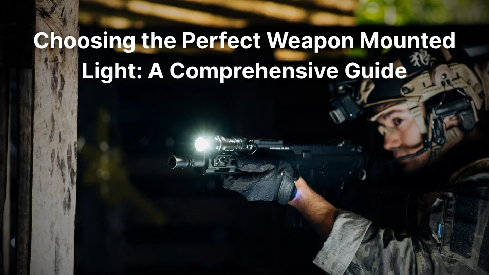 Operator aiming rifle with bright weapon-mounted light, essential for tactical low-light operations.
