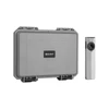 Olight Silver ArkPro Ultra Flat EDC Flashlight next to Grey Hard Carry Case for Protective Storage and Travel
