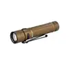 Olight Desert Tan Warrior Mini 2 flashlight with pocket clip for everyday carry and tactical use
