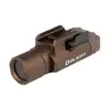 Olight bronze tactical weapon light with rail mount isolated on white background