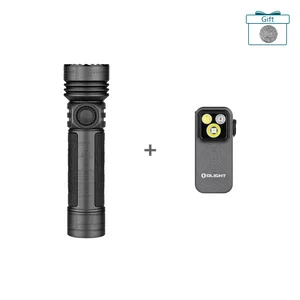 Olight Black Seeker 4 Pro Flashlight and Gray Oclip Pro Clip-on Light Bundle for Outdoor EDC and Hands-Free Lighting