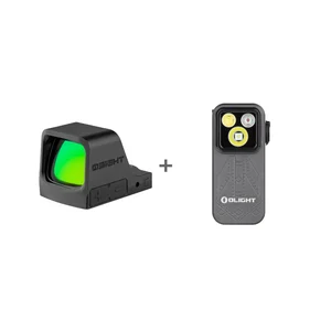 Olight Black Osight C Red Dot Sight with Green Lens and Grey Oclip Pro EDC Light Combo for Tactical and Everyday Use