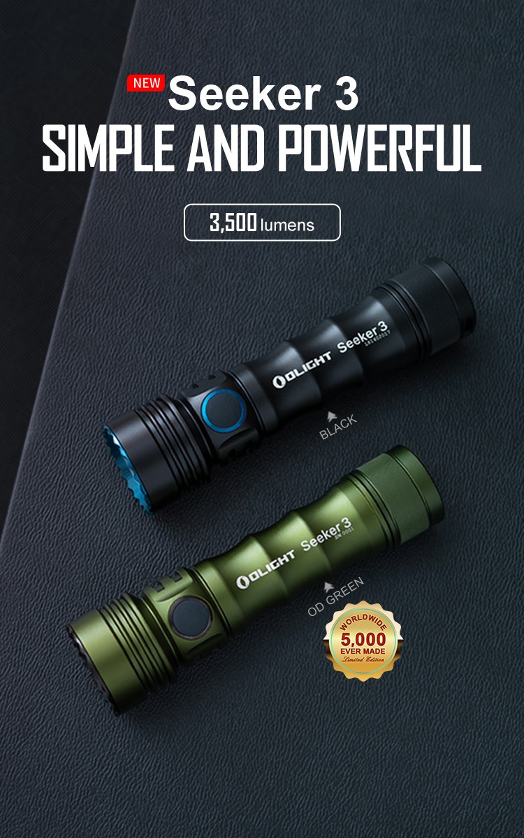 Seeker 3 Handheld Flashlight 3500lm Rechargeable Tactical Torch