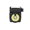 Compact tactical LED flashlight for pistols and rifles, white light output with rail mount.
