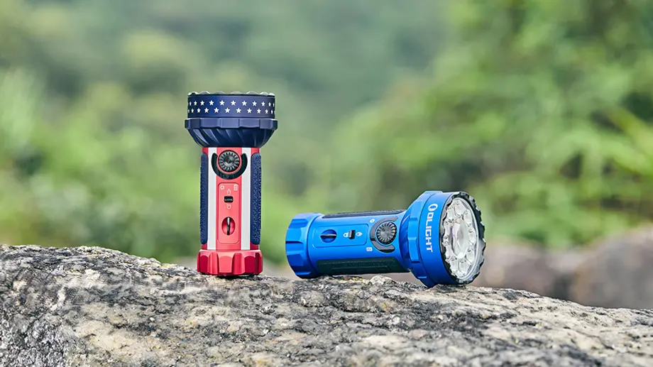 Power and Versatility: Marauder Mini Outdoor Flashlight in Stars and Stripes & Blue Editions