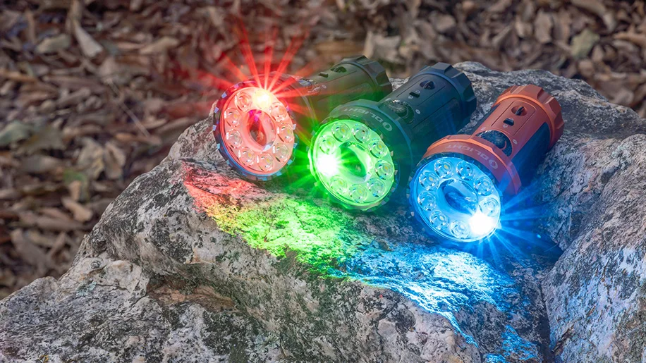 The Benefits of Red, Green, and Blue Light in Olight Marauder Mini Flashlights