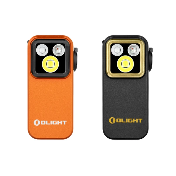 Olight Black Oclip Pro S Multifunctional Portable Light Side View with Gold Accents for Everyday Carry and Versatile Illumination