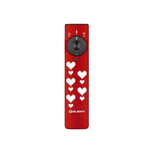 Olight Red Arkfeld Pro Flat EDC Flashlight with Pixel Hearts for Everyday Carry and Versatile Illumination