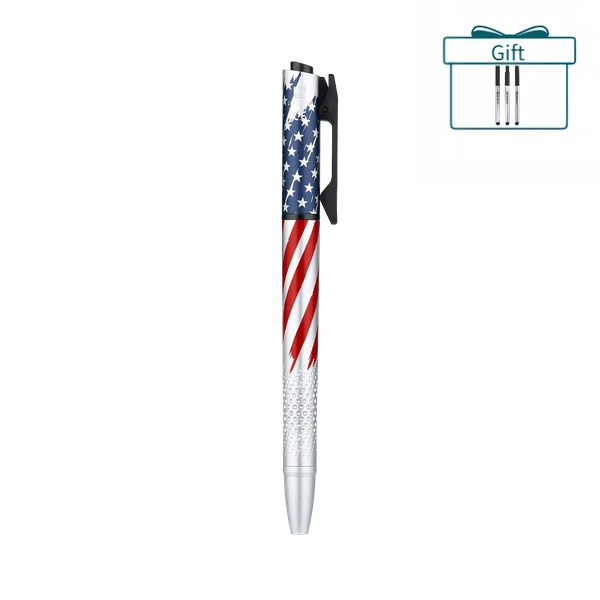 US flag theme metal ballpoint pen with extra refills gift box set