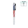 American flag tactical pen with glass breaker, LED light, red light, and green laser pointer.