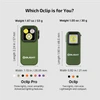 Olight Green Oclip Pro and Oclip Flashlights with Dimensions and Features Comparison for Everyday Carry