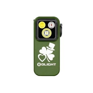 Olight Green Oclip Pro with a Clover Design and 3 LED Lights for St. Patrick's Day Celebration