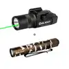 Olight PL-Mini 2 Valkyrie tactical weaponlight with green laser, plus brown camouflage Baton 3 flashlight