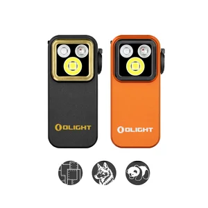 Olight Black Oclip Pro LED light and gold bezel for hands-free illumination