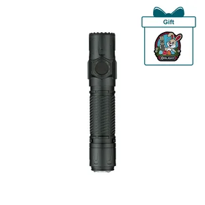 Olight Warrior X 4 flashlight, Easter Bunny gift badge, black tactical light