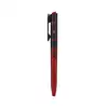 Sleek red and black tactical penlight with laser pointer and pocket clip isolated on white background