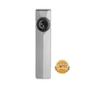 Olight limited edition sleek silver EDC flat flashlight with central dial selector and battery indicator.