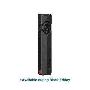 Olight sleek black flat EDC flashlight with selector dial, isolated on white background with Black Friday text