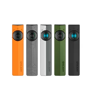 Olight Black ArkPro Lite front view with blue control dial, a multi-functional portable light for everyday carry and task lighting.