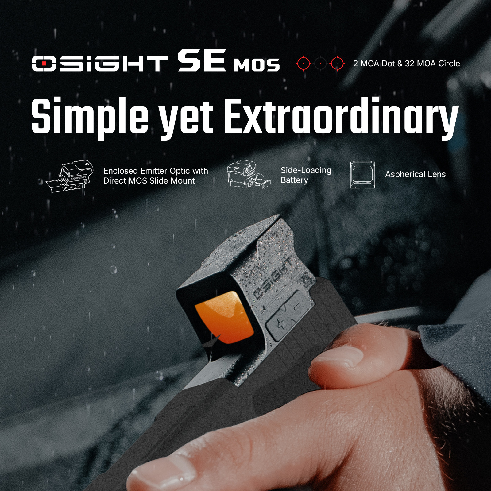 Osight SE MOS Red Dot Sight Direct Mount Enclosed Optic GLOCK 2