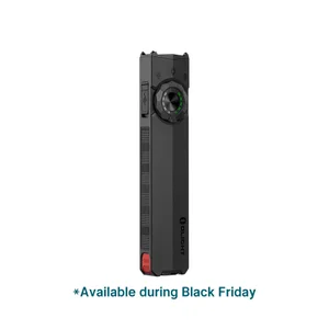 Olight Arkfeld Pro flat flashlight with UV and laser on white background
