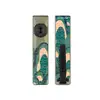 Olight Green Arkfeld Ultra Flat Flashlight Front and Back Views with Japanese Wave Pattern and Pocket Clip