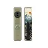 Olight Olive Green Arkfeld Ultra Flat Flashlight Front and Back View with Mountain Graphic and Pocket Clip for EDC Outdoor Use