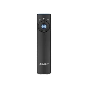 Olight Black Arkfeld Pro Flat EDC Flashlight Front View with Laser UV and LED Dial Switch for Daily Carry