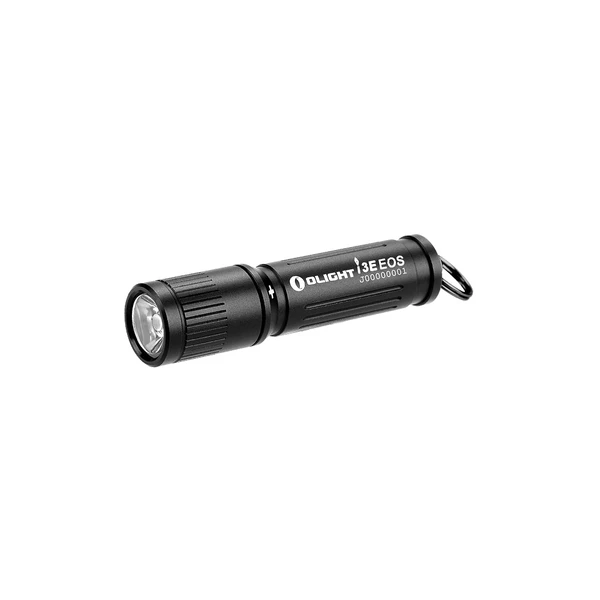 Olight Black i3E EOS Flashlight Side View with Keyring for Everyday Carry and Emergency Lighting
