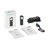Olight Perun 3 Mini right-angle flashlight kit with headband, charging cable, and manuals for versatile lighting needs.